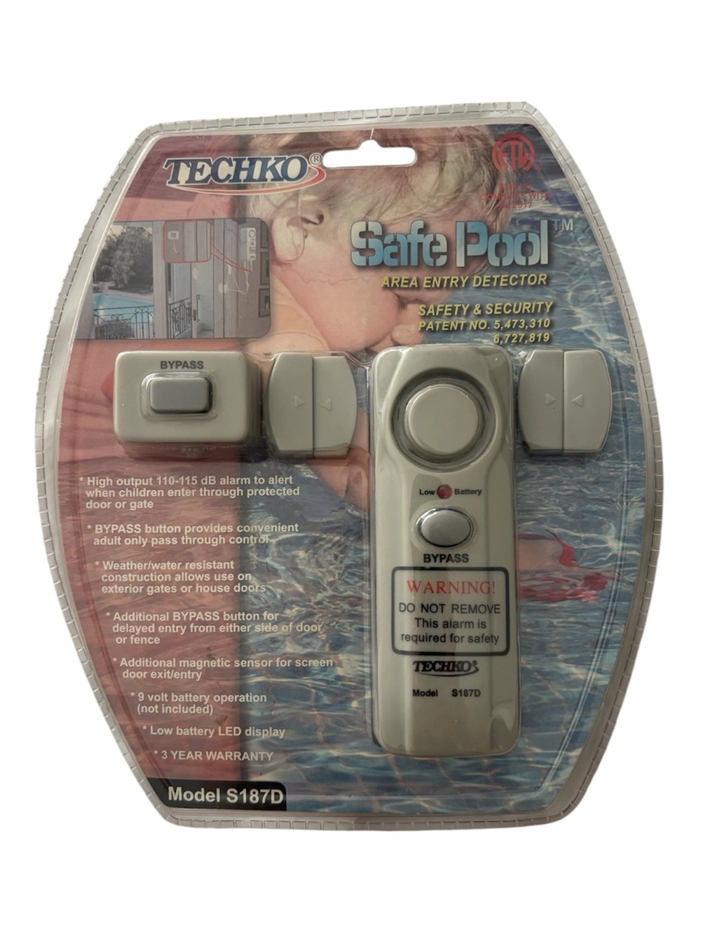 TECHKO New Safe Pool Area Entry Detector Model S187D - Safety & Security